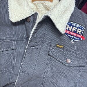 Official Wrangler NFR GRAY CORDUROY and Cream Sherpa-Lined Jacket MENS XL